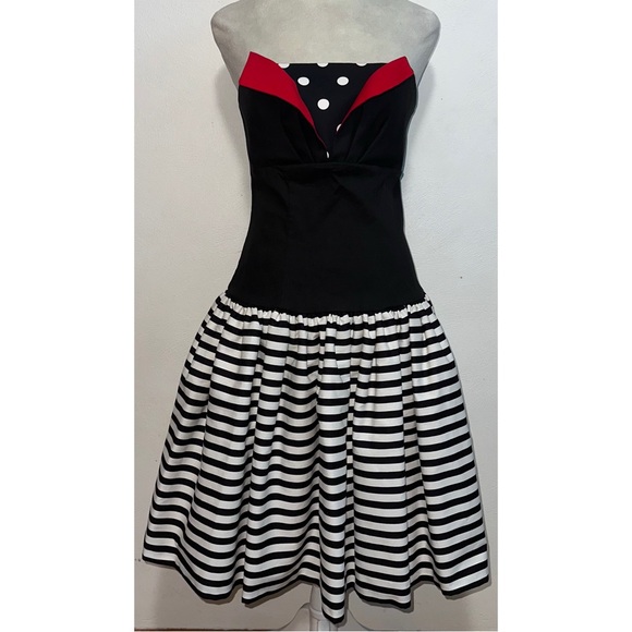 Vintage Union Made Striped & Polka Dotted Mini Dress - Picture 6 of 15